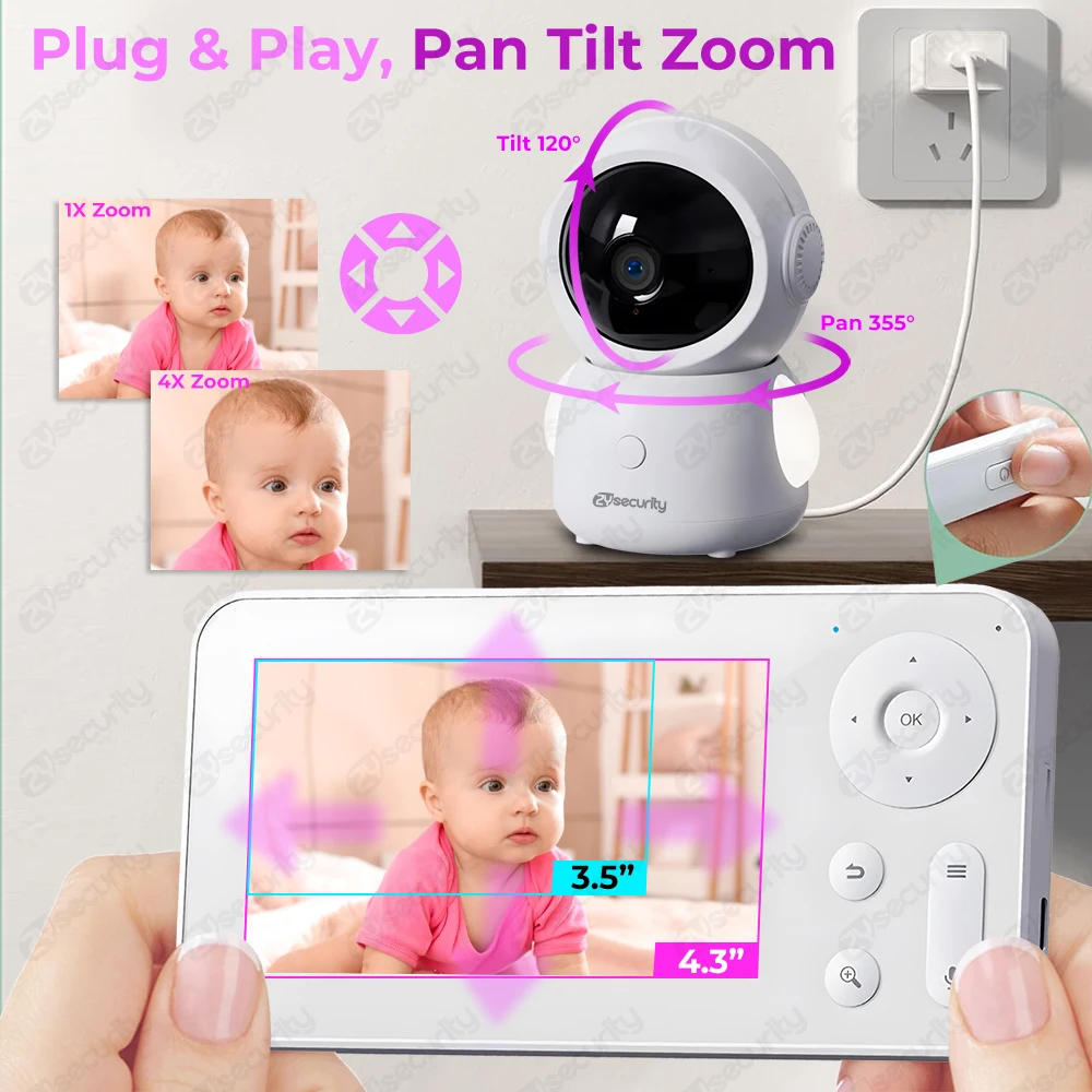 2k 3MP Wifi Monitor de bebé co - Audio Music Google reseña y precio