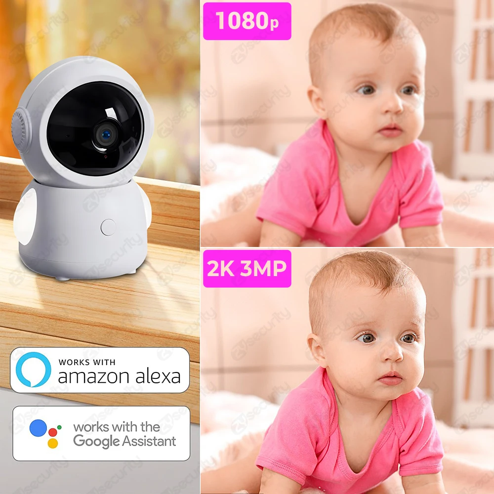 2k 3MP Wifi Monitor de bebé co - Audio Music Google reseña y precio
